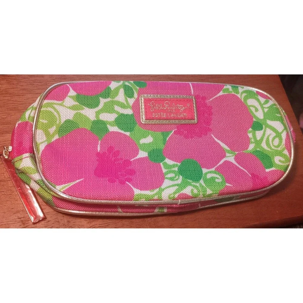 Lilly Pulitzer Cosmetic Case‎ for Estee Lauder Floral Pink Green Travel 10